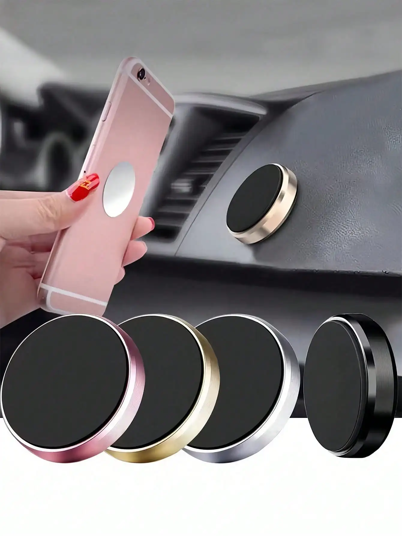 

Sturdy Magnetic Mobile Phone Car Holder Adsorb In 1s Attached To The Car Dashboard Wall Is Compatible With All Mobile Phones For Car Owners Universal Magnetic Metal Holder Multifunctional Mobile Phone Magnetic Suction Bracket Car Accessories Car Essential