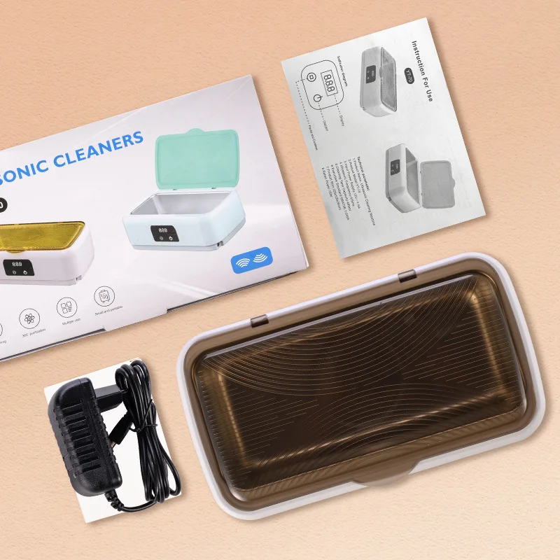 360° Deep Cleaning Machine 47000Hz High Frequency Vibration 750ml Stainless Steel Jewelry Glasses Portable Ultrasonic Cleaner