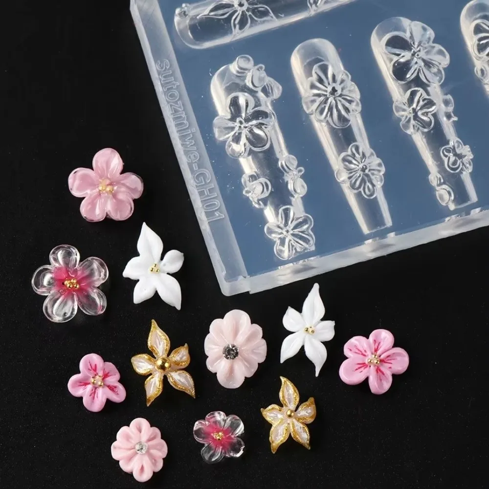 

Professional Silicone 3D Nail Mold Blossom Flower Lily Cherry Different Shapes Nail Carving Mold DIY Manicure Mold
