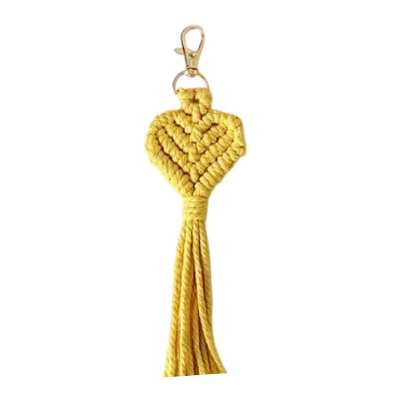 Handwoven Heart Tassels Keychain Cotton Yarn Holder For Key Wallets Purse W8KE