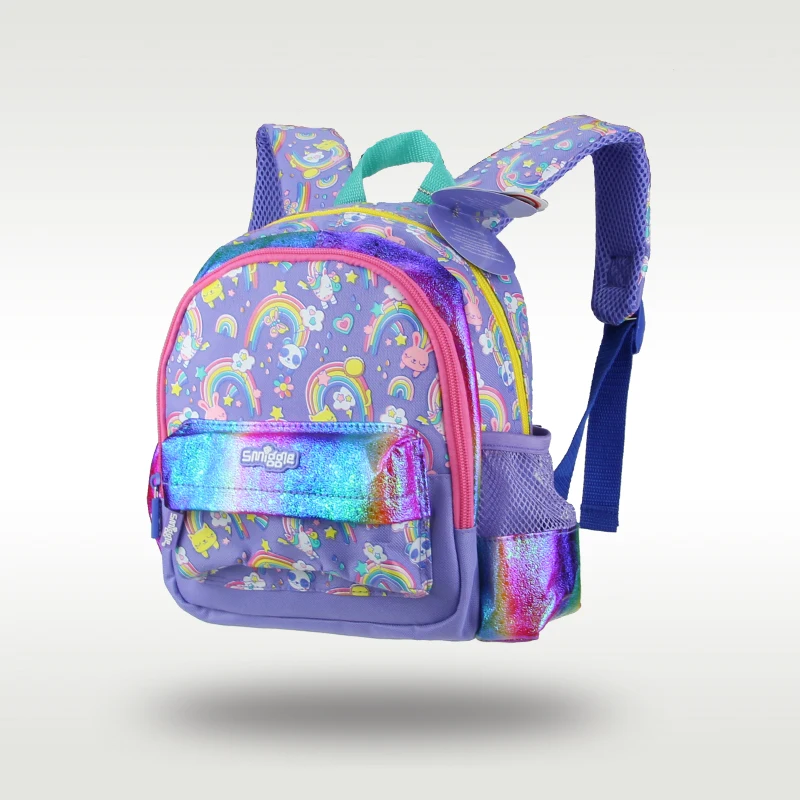 Austrália original smiggle mochila infantil feminina versão coreana arco-íris coelho bebê mochila de jardim de infância 1-4 anos 11 Polegada