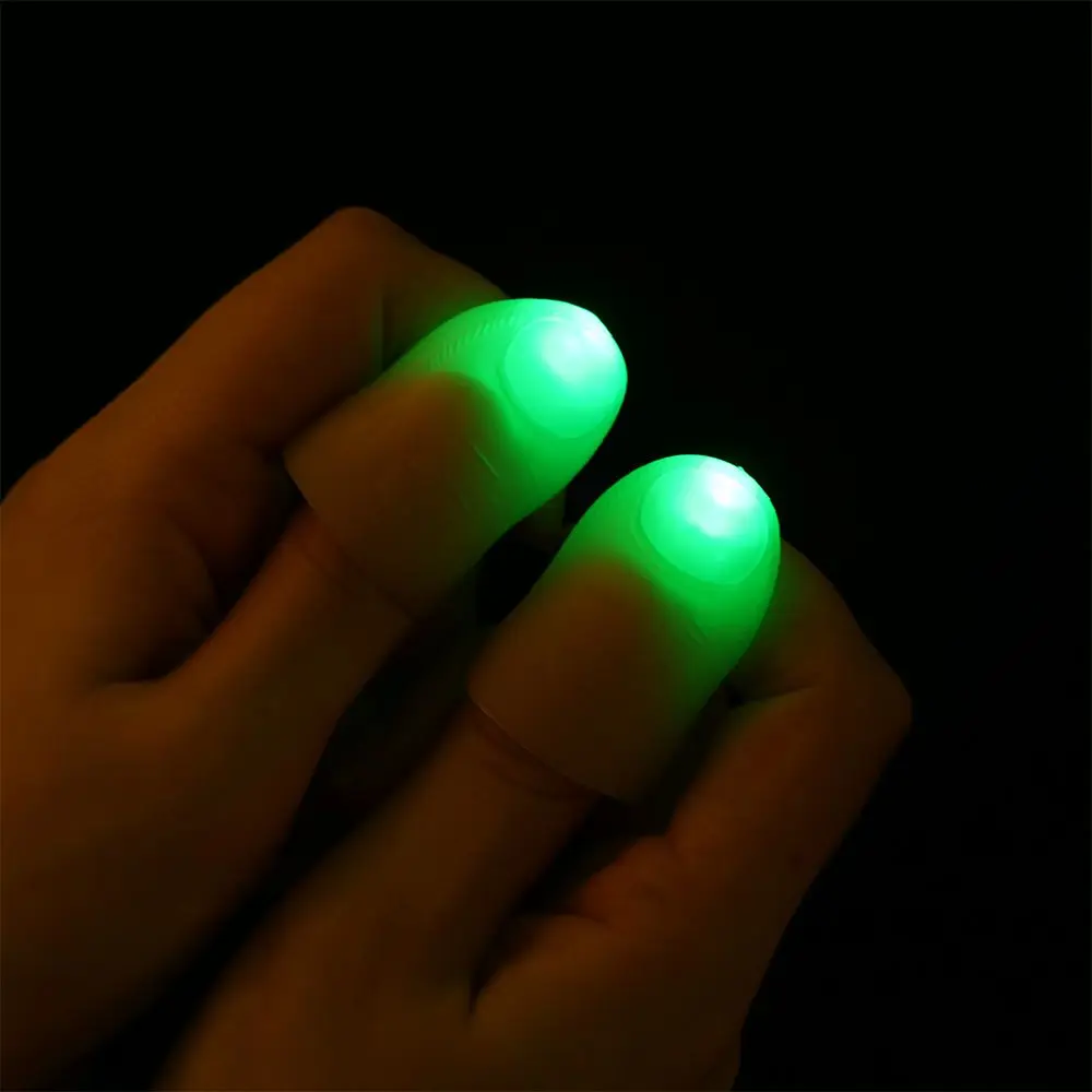 เต้นรํา 2 ชิ้น Super Bright Finger Lights Thumbs Fingers Trick Magic Light Close Up