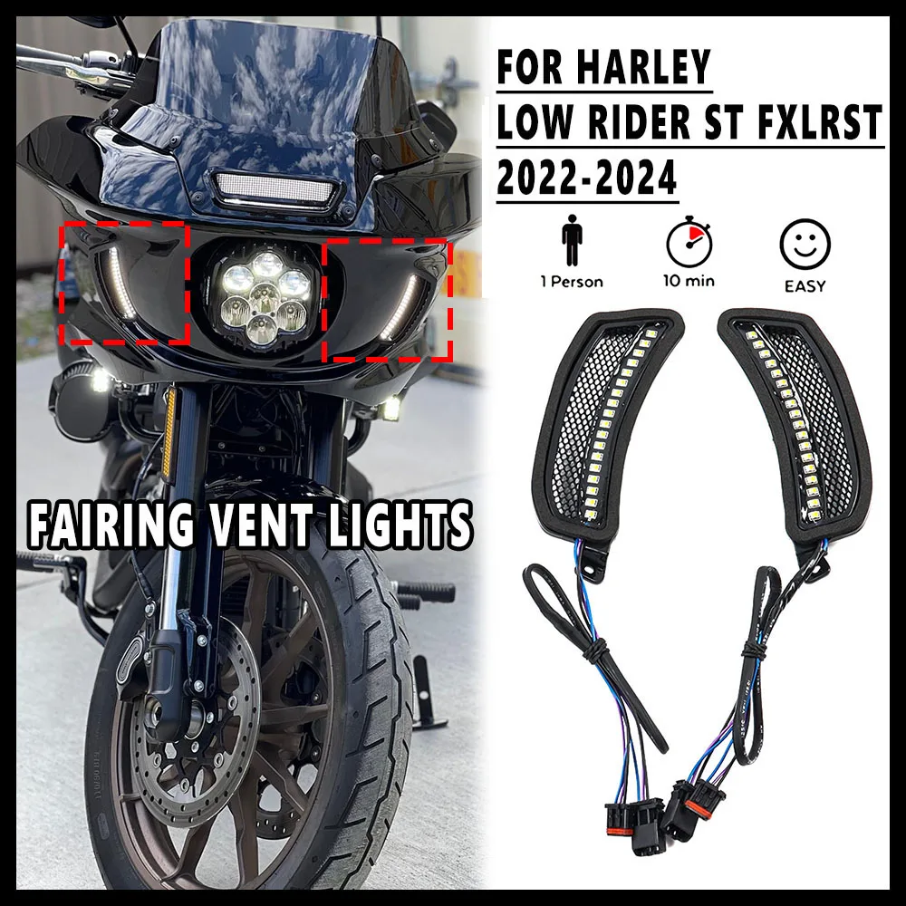 

For Harley Softail Low Rider ST FXLRST Low Rider El Diablo FXRST 2022-2024 Brand NEW Motorcycle LED FAIRING VENT LIGHTS Black