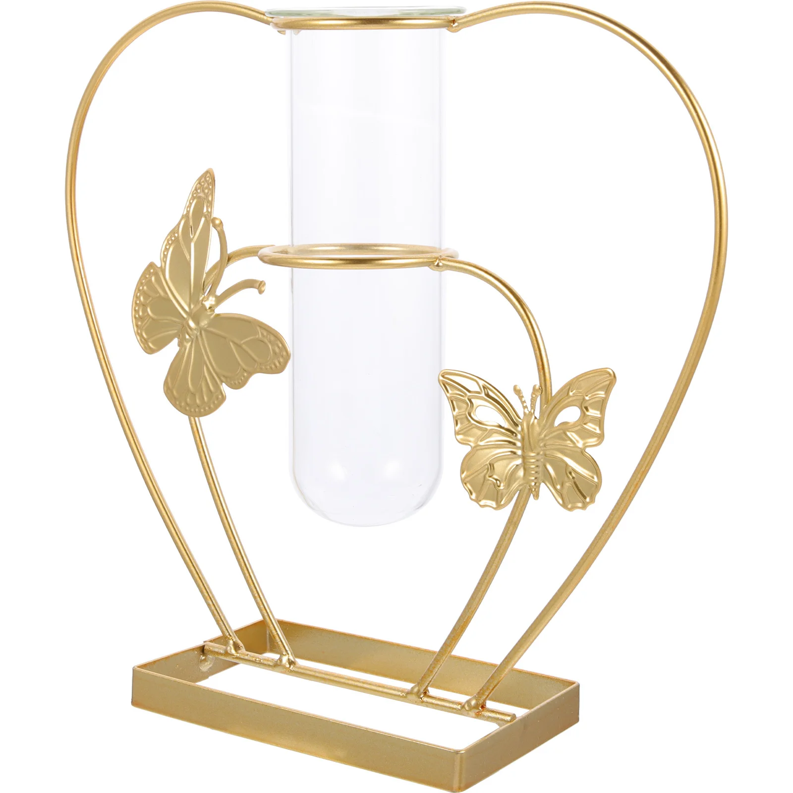 

Simple Metal Glass Flower Vase Decorative Desktop Ornament Hydroponic Planter Home Wedding Table Decor Metal Flower Vase