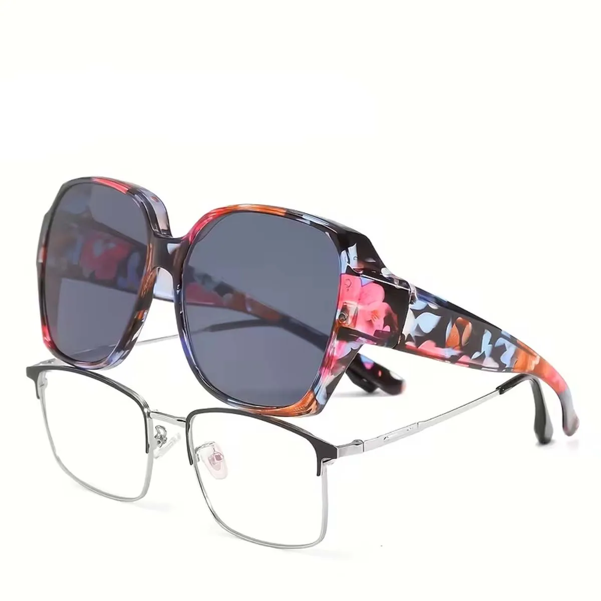 1 Stück Polarisierte Überbrille-Sonnenbrille, Angelbrille, Wrap-Around-Quadratische Sonnenbrille für Männer und Frauen