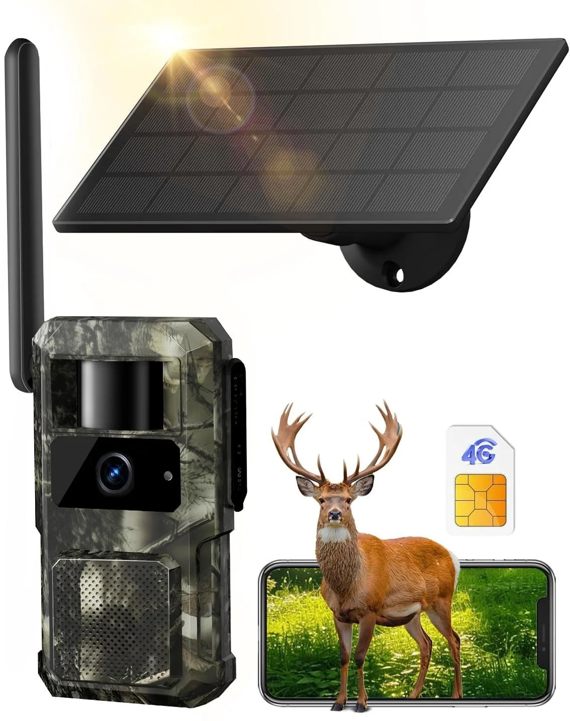 

Камера 4G с прямой трансляцией в реальном времени, триггером 0,2 с, полноцветным ночным видением, солнечной энергопотреблением и рейтингом IP66