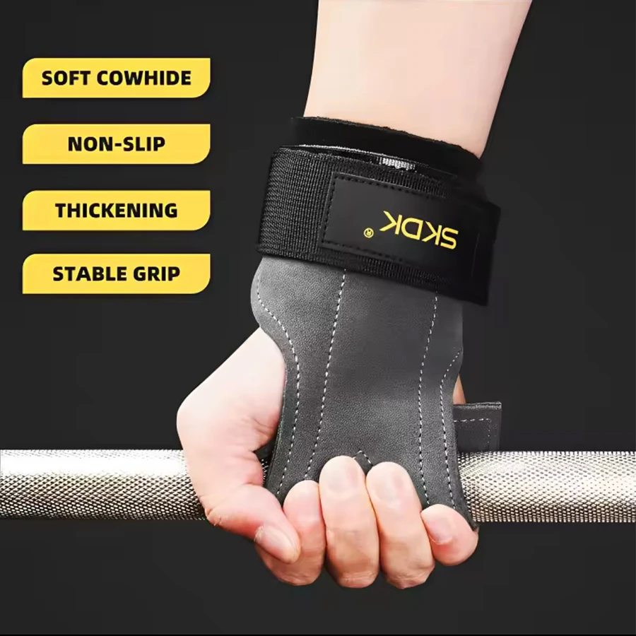 

2 шт., спортивные перчатки из воловьей кожи, противоскользящие силовые пояса, подъемные подушечки для становой тяги, тренировки, фитнес, защита ладоней, тренировочные щитки