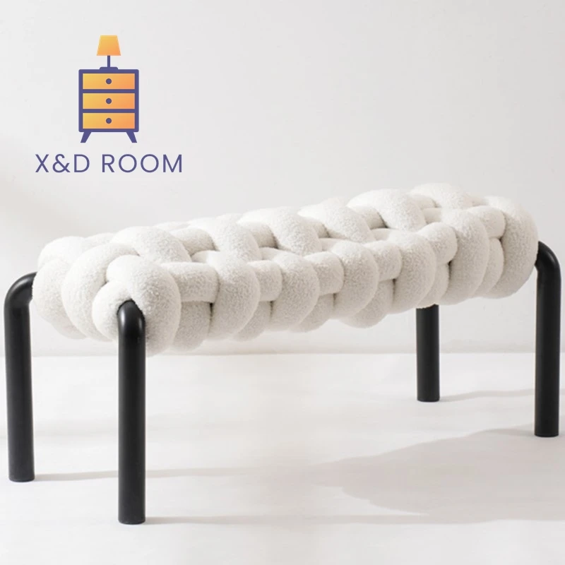 

X&D Cream Style Simple Bed Tail Stool Bedroom Bench Sofa Chair Living Room Light Luxury High-end Shoe Changing Stool Hot Sale