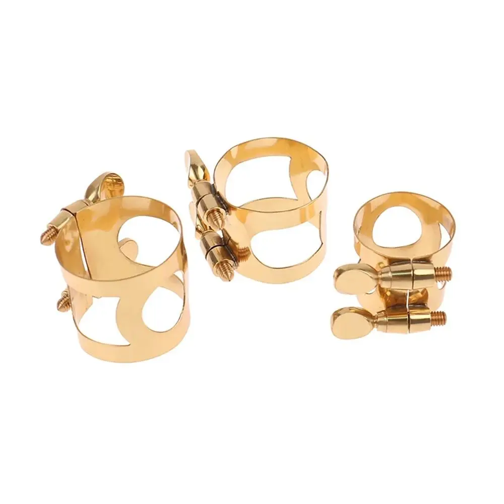 1Pcs Brass Saxophone Mouthpiece Clip with Adjustable Screw Alto/Tenor/Soprano Ligature Climp Snap Ring Fastener Cap