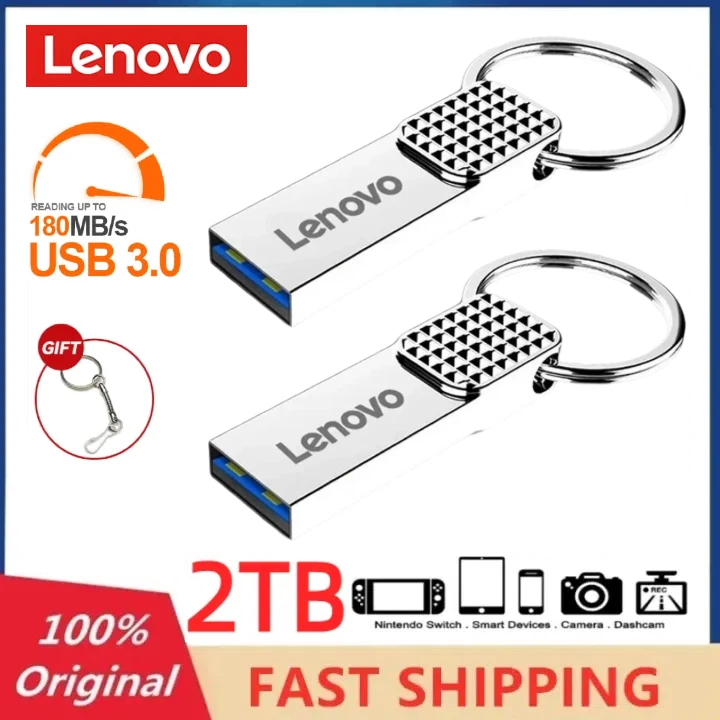 Lenovo-Clé USB 3.0 haute vitesse, 2 To, 512 Go, 128 Go, 256 Go, 64 Go