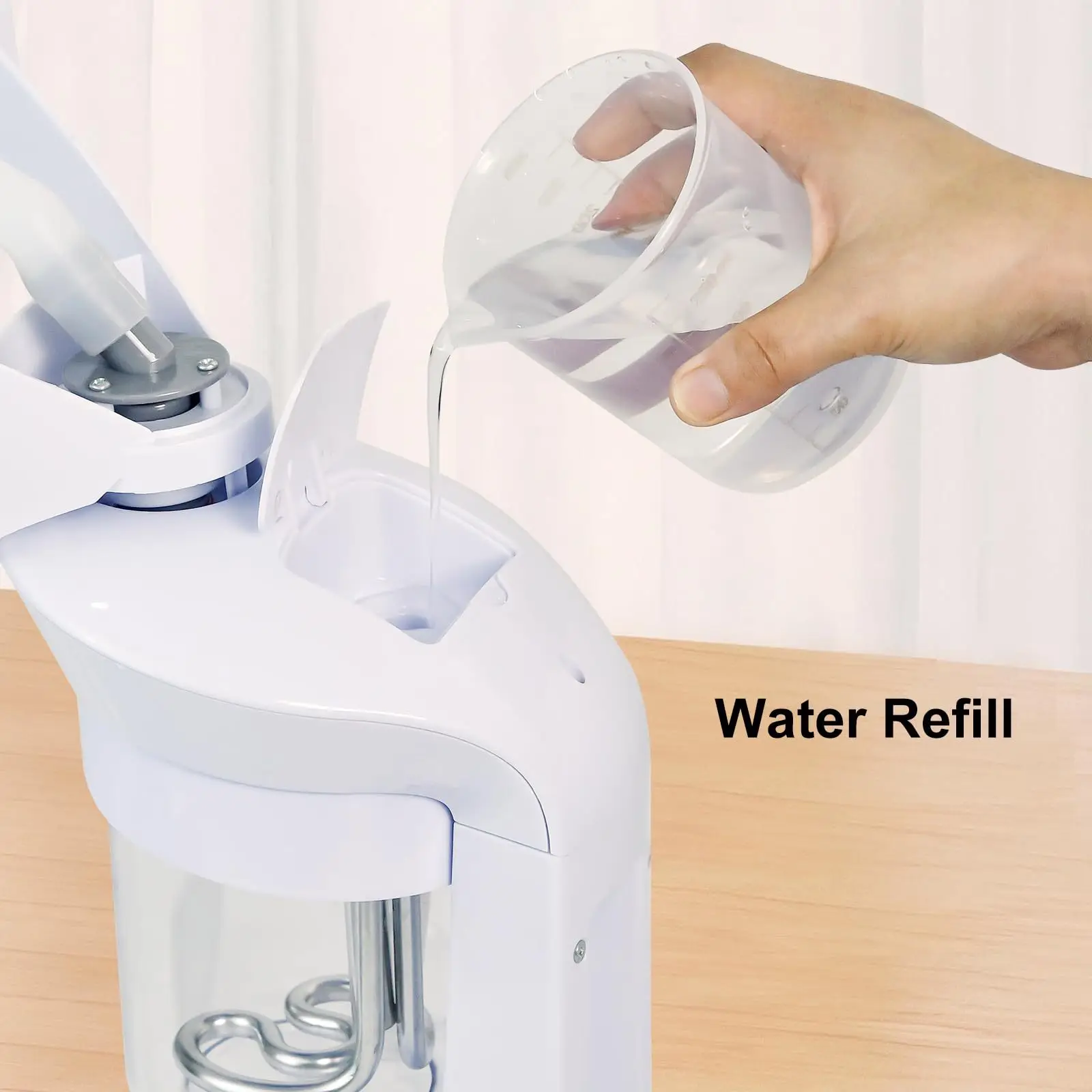 เครื่องพ่นไอน้ำโอโซนร้อนสำหรับผิวหน้า เครื่องเพิ่มความชื้นแบบละอองอุ่น ทำความสะอาดรูขุมขนอย่างล้ำลึก เครื่องพ่นไอน้ำนาโนสำหรับดูแลผิวหน้า ใช้ได้ทั้งในร้านเสริมสวยและที่บ้าน