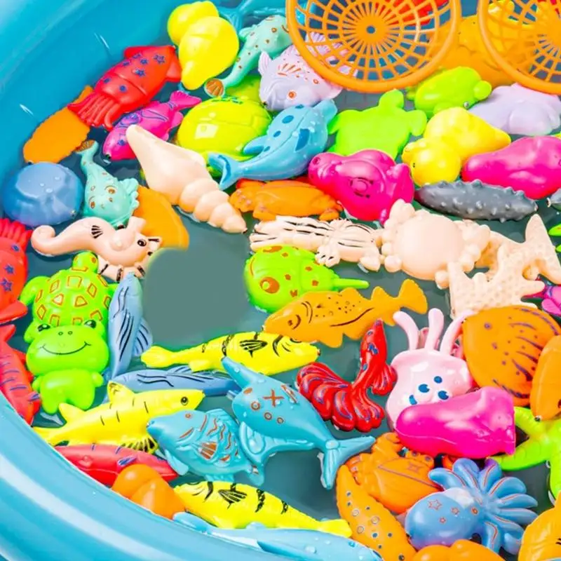 Set giocattoli per vasca da bagno per bambini da 36 pezzi, gioco pesca magnetico, attività apprendimento, giochi in