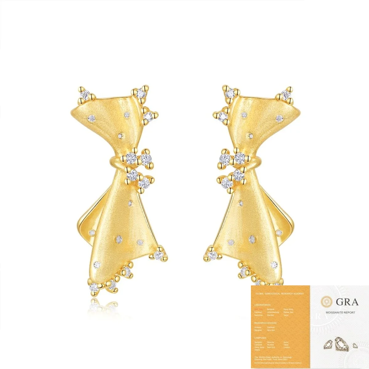 

Bow Moissanite Earrings S925 Silver 18K Gold Plated Italian Brushed Craft for Women Party Romantic Style Stud Earri LUNYIZUAN