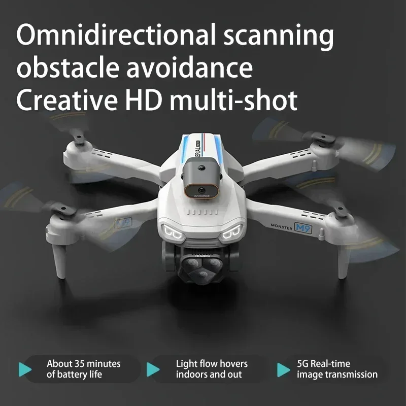 2026 M9 Mini Drone 8K Professional HD Camera 5G WIFI FPV 360° Obstacle Avoidance Brushless Large Screen RC Quadcopter