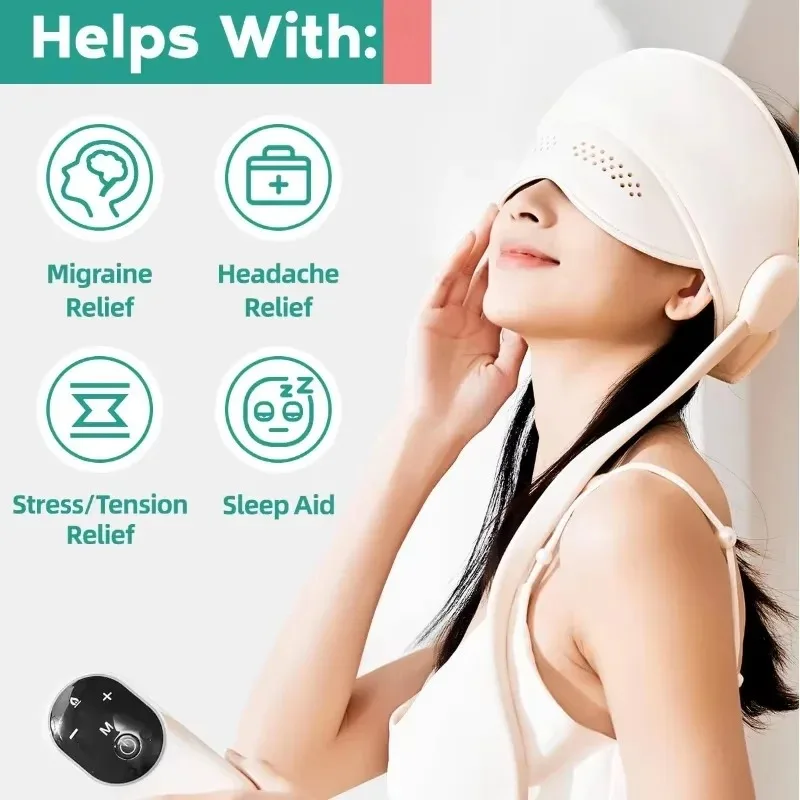 Head Massager Electric Migraine Relief Cap Portable Compress Eye Heating Relaxing Mask