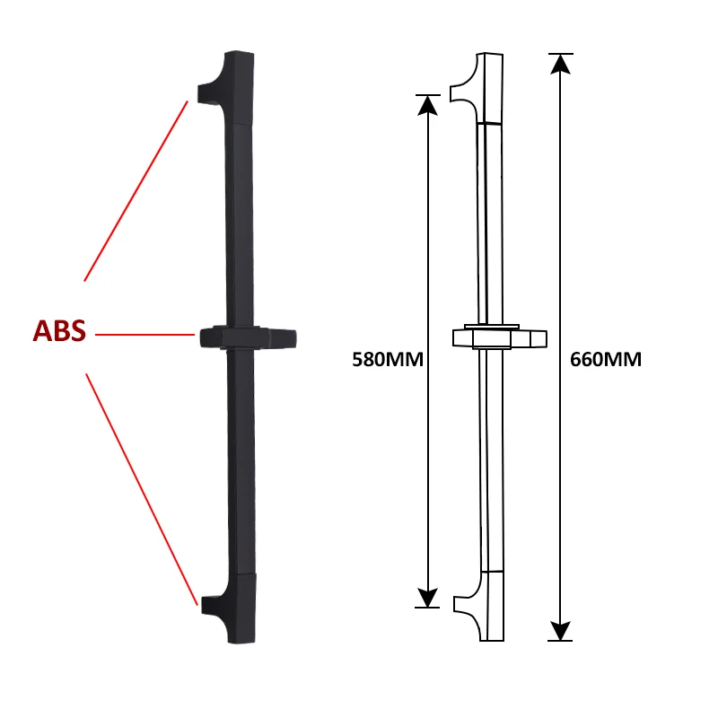 Wall Mounted Adjustable Slide Shower Bar Bathroom Shower Riser Sliding Bar Set with Hose and Stainless Steel Shower Hand Shower