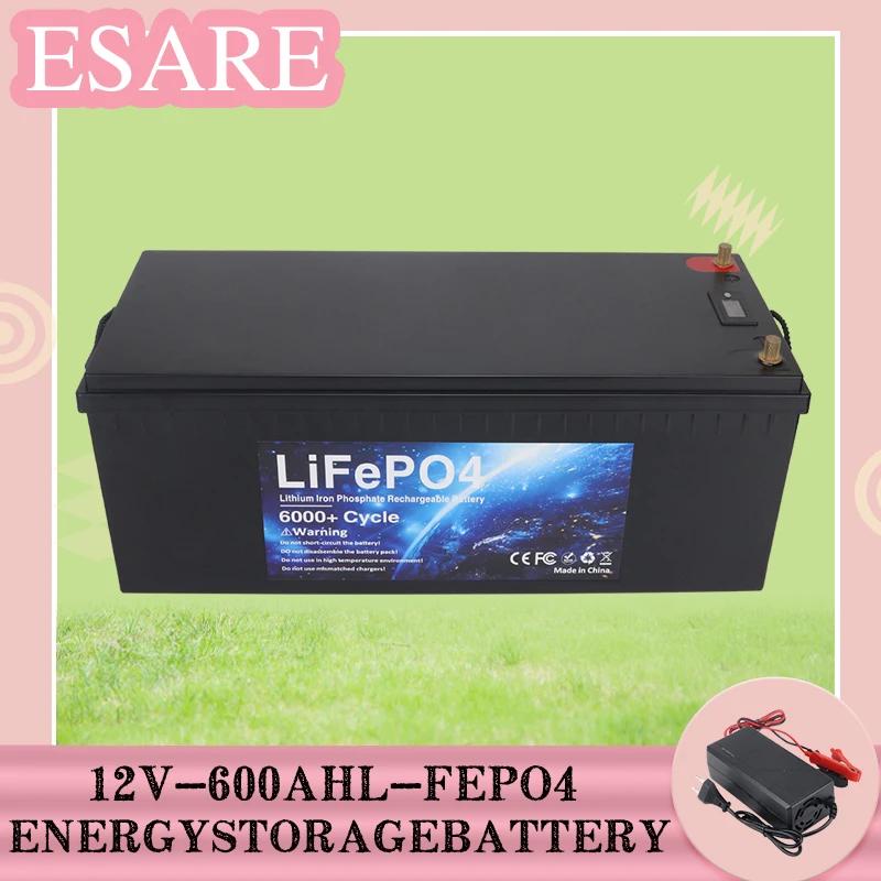 LiFePO4 12V 600Ah 7680Wh Battery Pack 6000 Cycle built-in BMS 500Ah 300Ah Lithium Battery For Home Solar Energy EU NO TAX