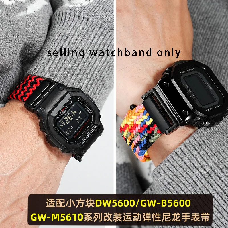 Elastic Nylon Wristband for Casio DW5600 DW5610 GW-B5600 Modified Elastic Nylon Canvas Watch Strap Men's Wristband Bracelet