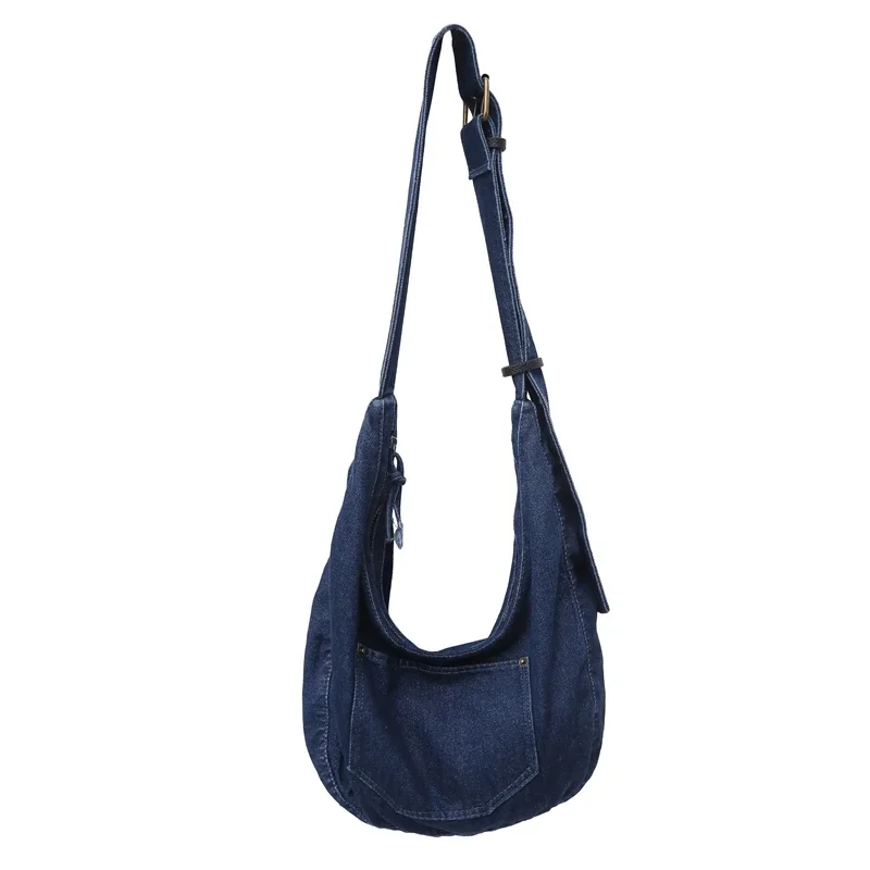 Bolsos cruzados de mezclilla con hilo de coser para mujer, bolsos de hombro de gran capacidad versátiles para jóvenes, tendencia con cremallera, nueva moda, 2024