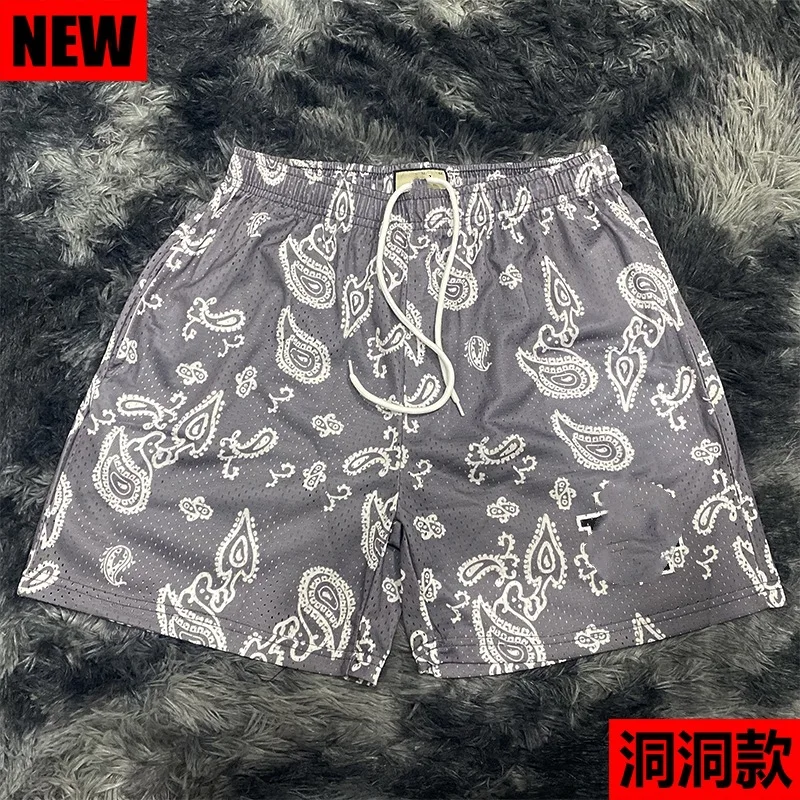 Summer Running Shorts Men Sport Fitness Shorts Training Quick Dry Gym Men Cashew flower Shorts Jogger Gym Short Pants