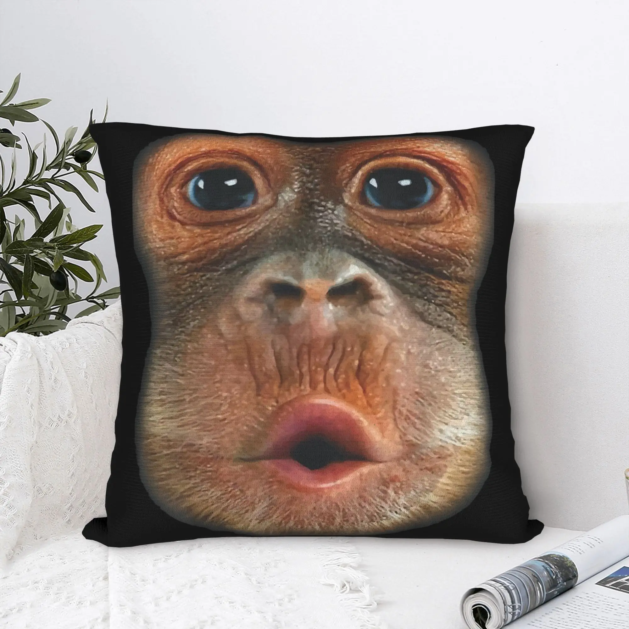 Funny Monkey Blowing Stomach Face Pillowcase Printed Polyester Cushion Cover Decorations Meme Throw Pillow Case Cover Wholesale
