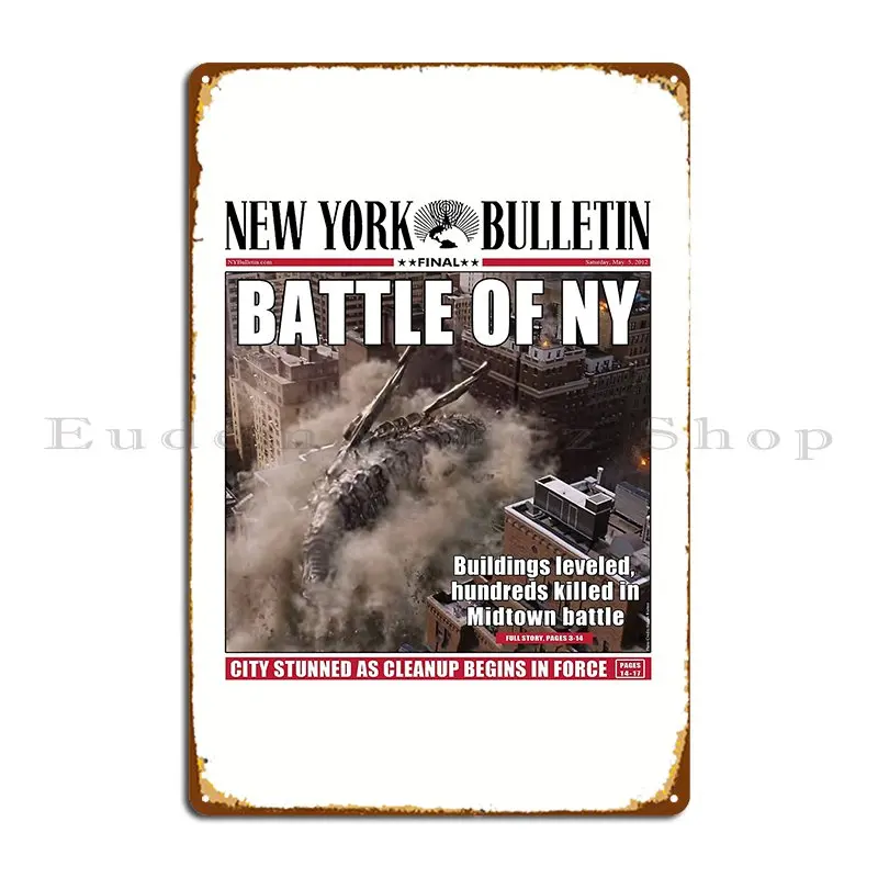 Battle Of New York Newspaper Cover Metal Signs Wall Cave Cinema Create Club Bar Printing Tin Sign Poster