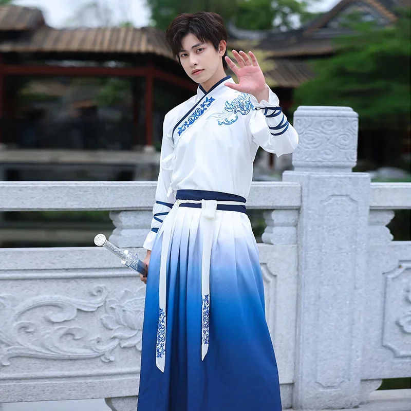 Men Hanfu Robe Chinese Traditional Costume Cosplay Party Outfit Vintage Embroidered Hanfu Sets Chinese Traditional Hanfu Dress