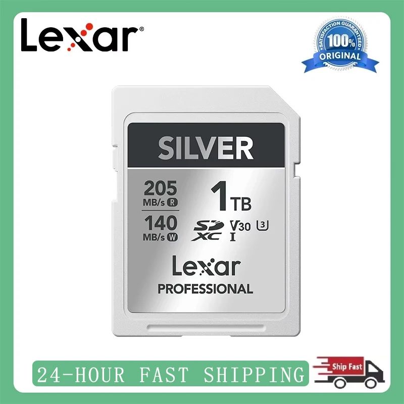 

Lexar SILVER SD Card 64 ГБ 128 ГБ 256 ГБ Карта памяти 4K V30 U3 UHS-I 205 МБ/с Высокоскоростная карта памяти для зеркальной камеры