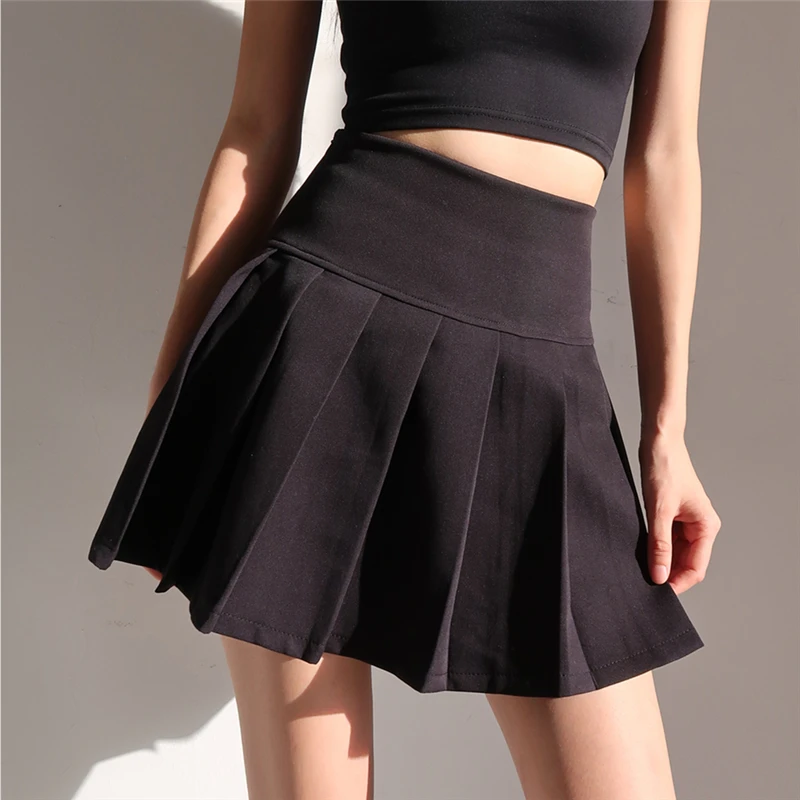 Sexy Pleated Mini Skirt Women Fashion 2024 Black High Waist A-line Slim Short Skirts Korean Y2K Skort Preppy