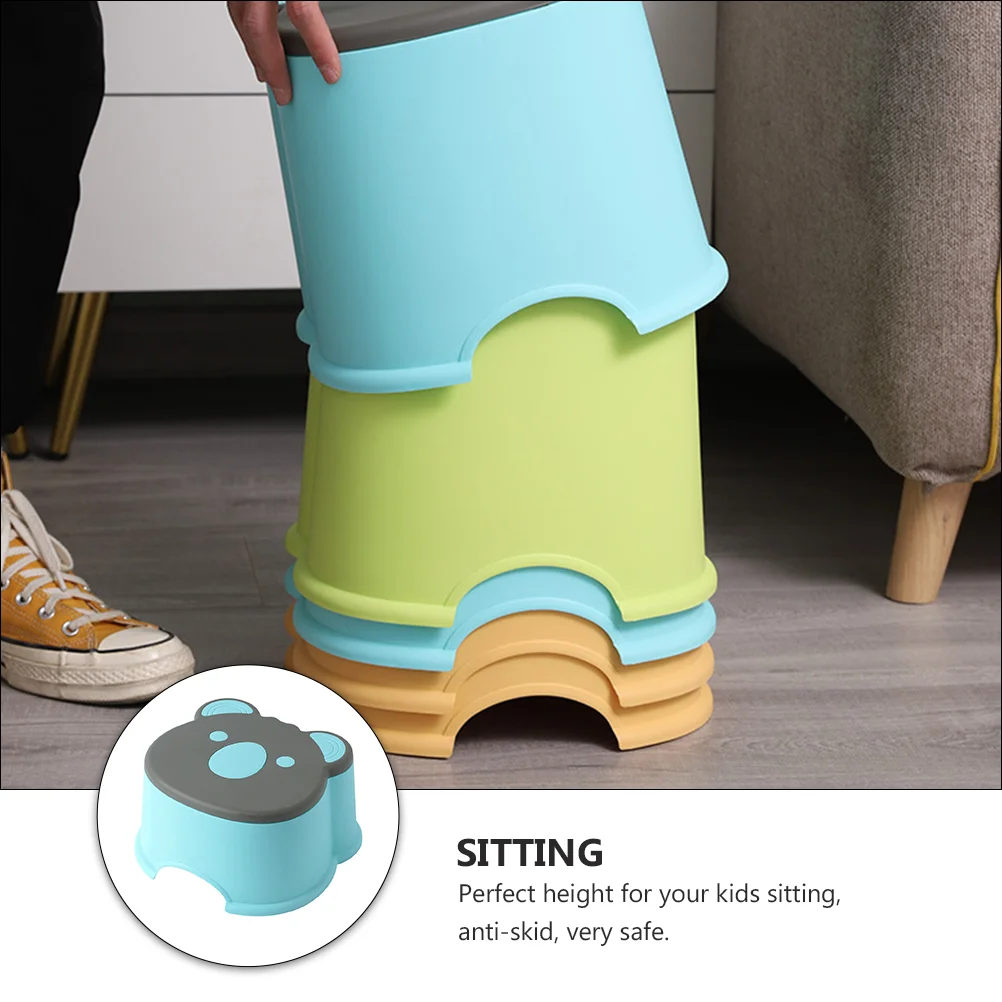 Cartoon Stool for Home Non-slip Footstool Kids Household Shoes Change Chair Blue