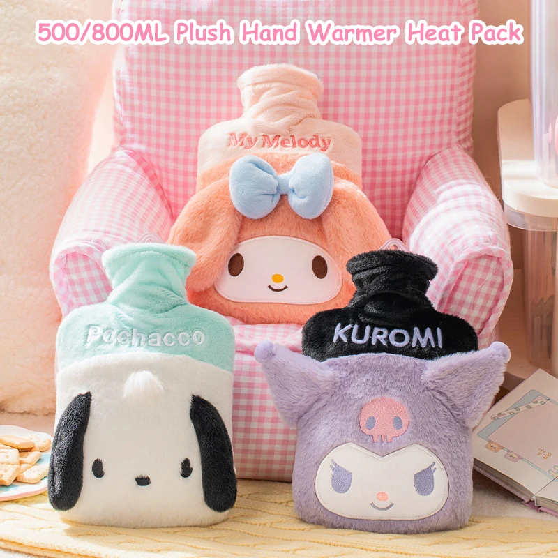 Sanrio Cinnamoroll Plush Hot Water Bottle Kuromi My Melody Reusable Hand Warmer Heat Pack Girls Gifts 500ML 850ML