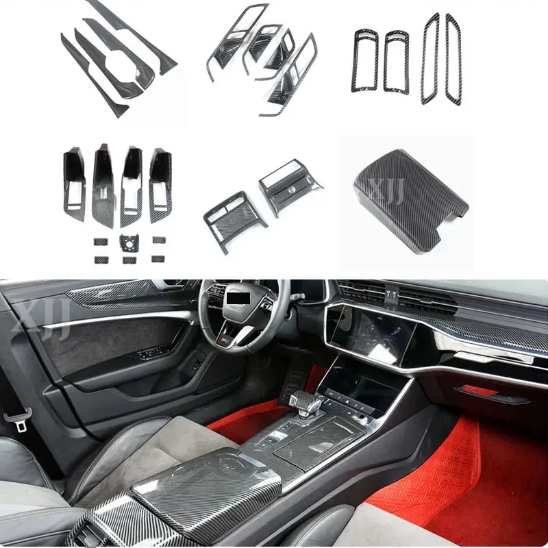 

Fit for AUDI A6 C8 A7 2025 2024 2023 2022 2021 2020 Air Vent Cover Central Control Panel Carbon Black ABS Protection