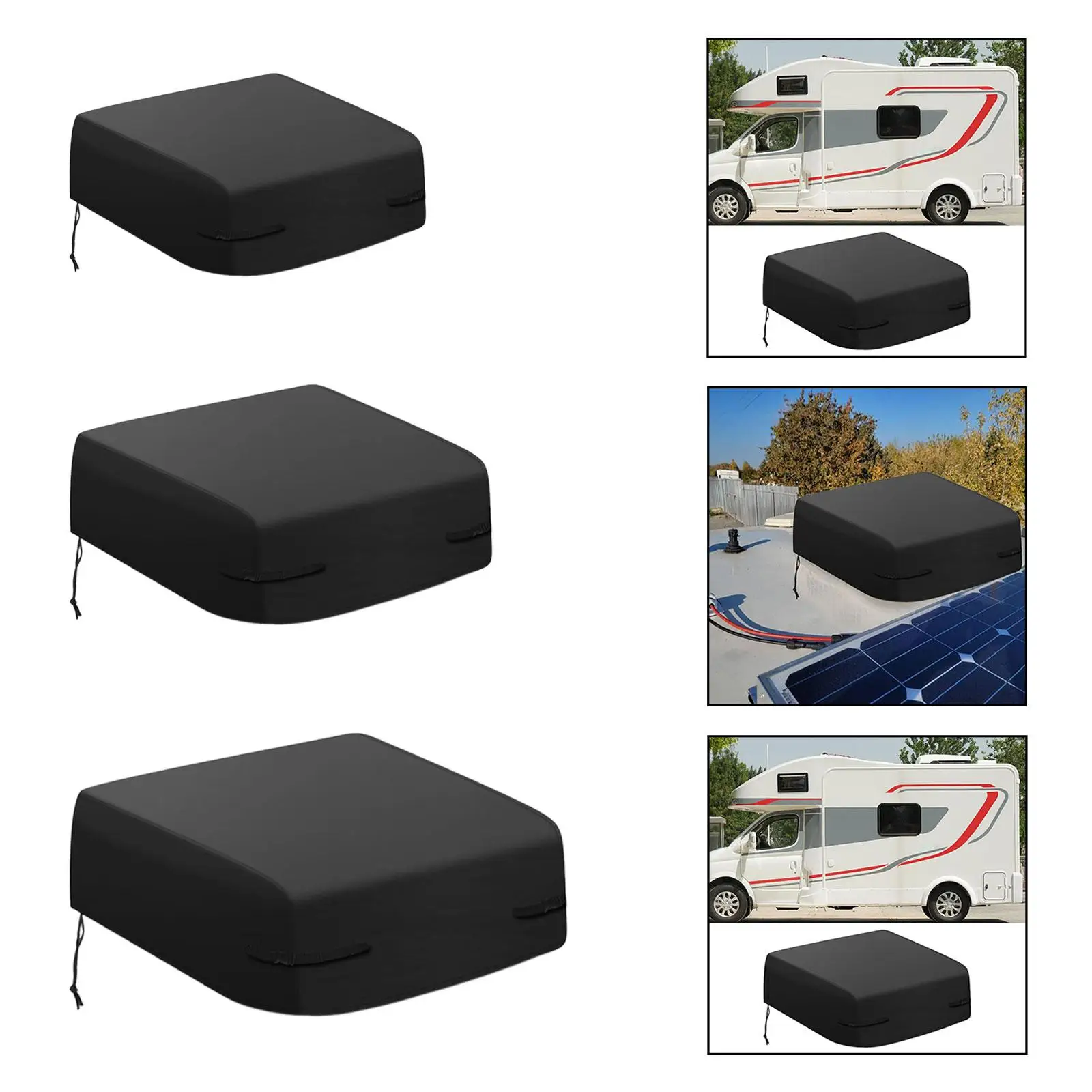 RV Rooftop Air Conditioner Cover with Drawstring and Buckle Belts Dustproof Windproof Protective Cover for Traveling