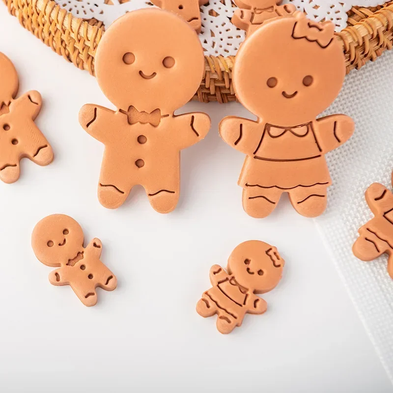 Christmas Gingerbread Man Biscuit Mold Family Baby Girl Boy Embossing Mould Baking Cutters Cookie Tools Cake Decorating Tools