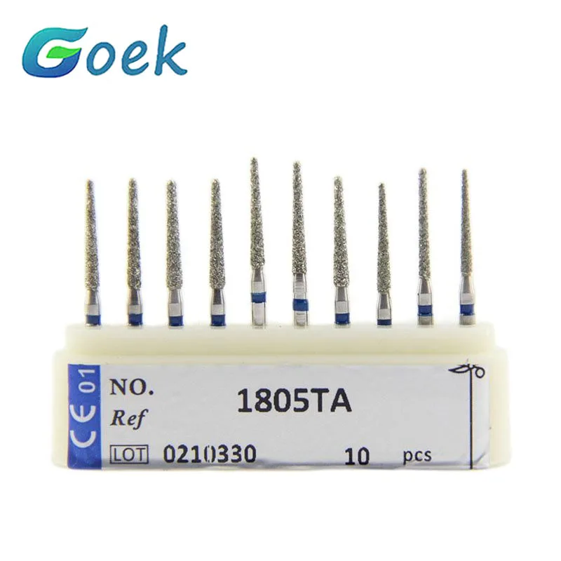 

10pcs/Set Dental Regular Diamond Burs of Taper Assorted in FG Shank Drill Bits Laboratory Tool Kits Dentistry Materials