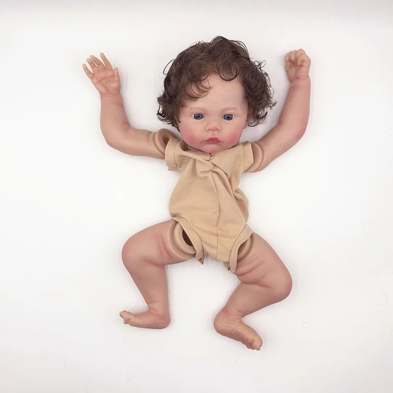 

18inch Unfinished Reborn Kit Meadow with Curly Hair Lifelike Awake Baby Already Painted Doll DIY Parts Toys