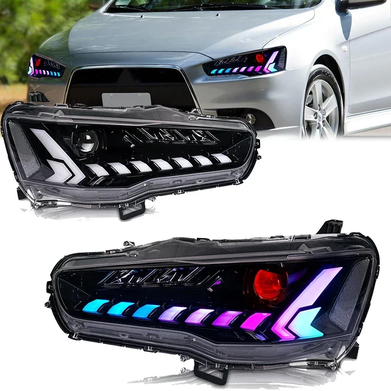 2 Pieces LED Headlamp for Lancer Ex 2008-2020 Front Light for EVO RGB Start UP Animation Sequential Headlamp Accessories