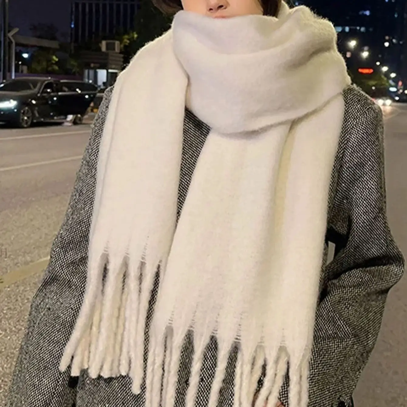 Tassel Women Warm Scarf  Big Scarf Coloured Checked Oversized Scarf Tassel Soft Fall Winter Thick Scarf Warm Shawl Women