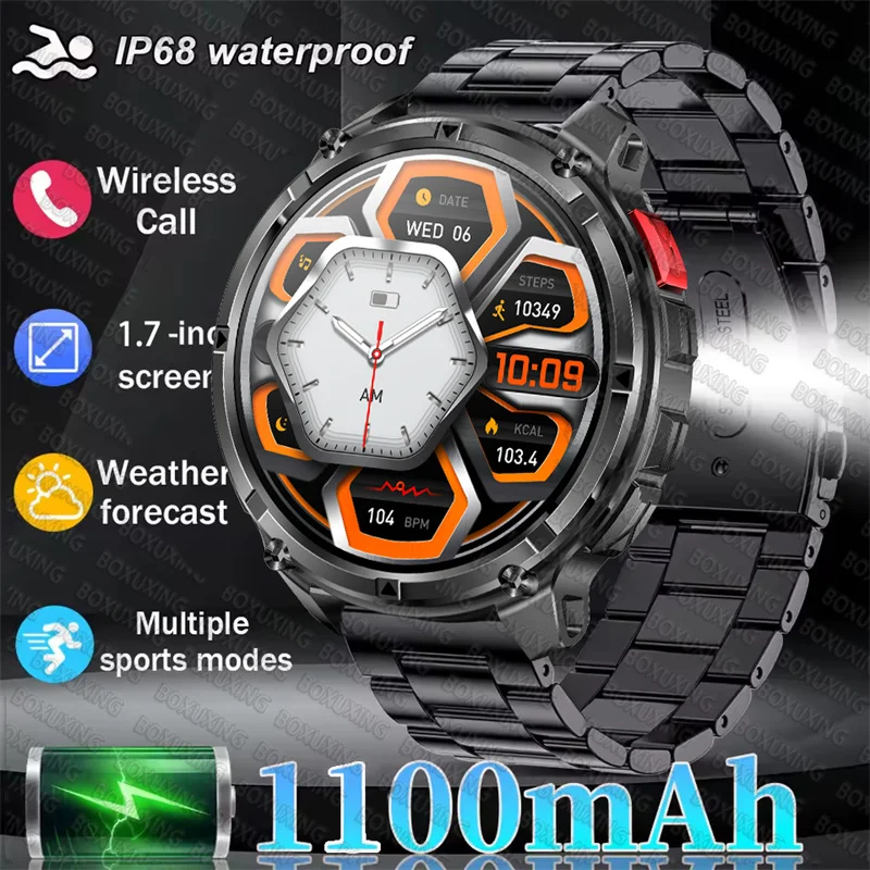 

2025 New Outdoor Sports Smart Watch Men HD Screen 1100mAh Large Battery Long Standby Time Bluetooth Call Sports Watch Waterproof