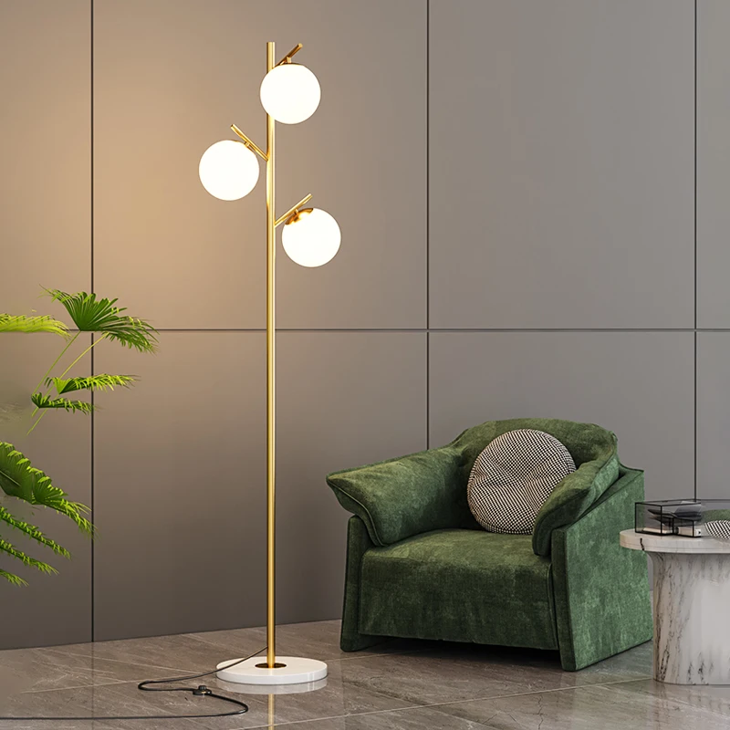 Nordic Minimalist Glass Shade Led Floor Lamp Study Living Room Home Decor Standing Light Indoor Lighting Bedroom Bedside Lamp