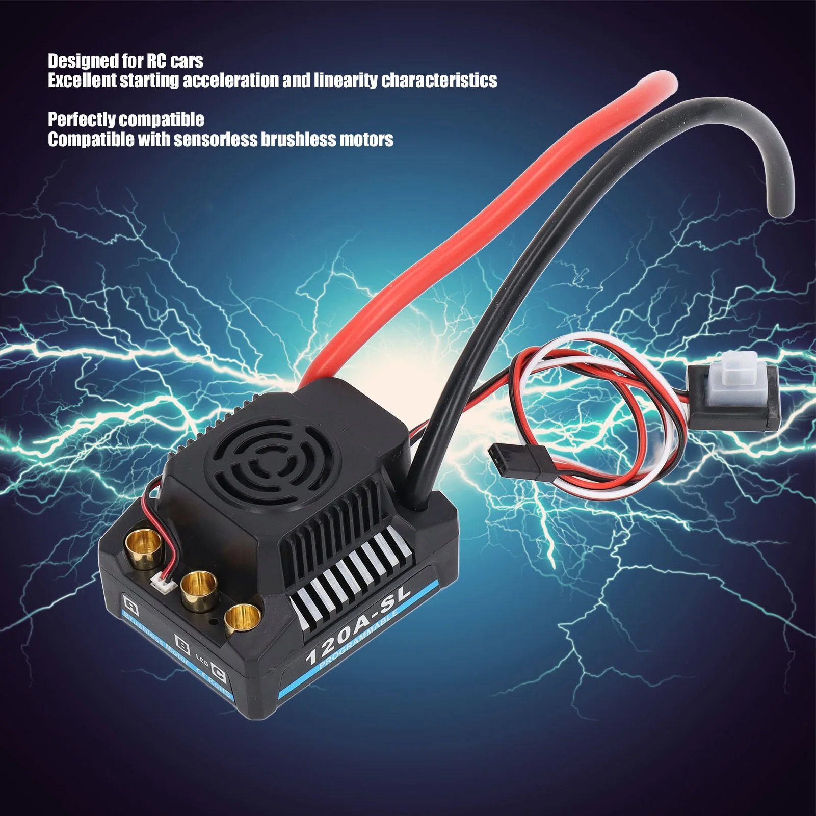 

120A Brushless ESC Professional Programmable Waterproof Electric Speed Controller for 1/8 RC Car RC Car Brushless ESC
