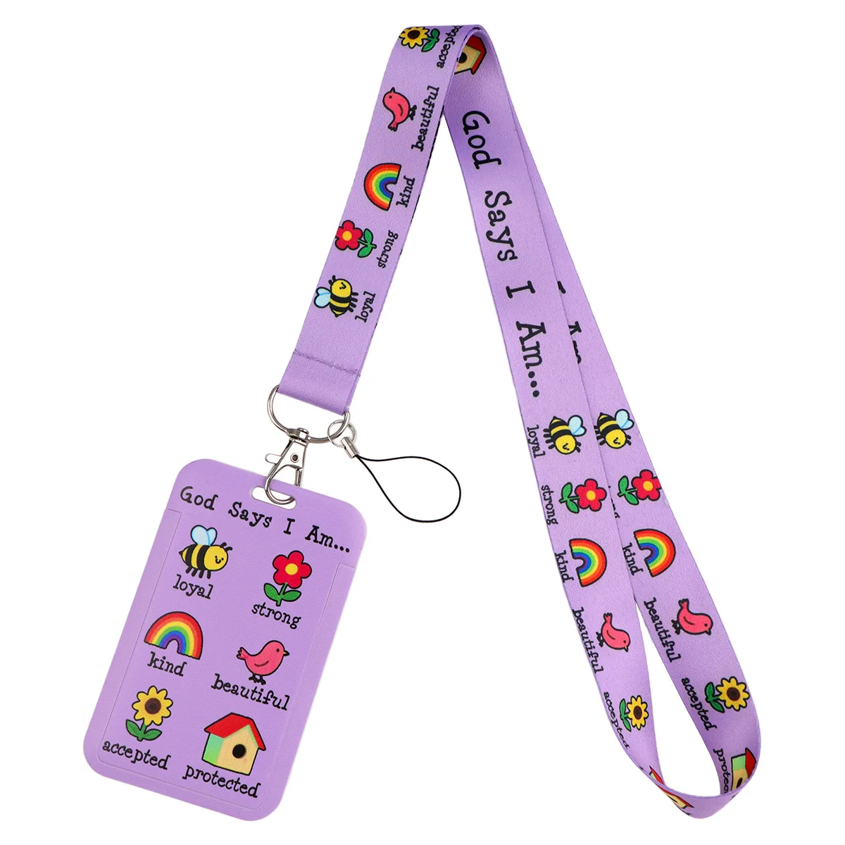 

Bee Flowers Rainbow Cute Credential Holder Lanyards for Key Art Paintings Neck Strap For Card Badge Gym Keyring Accessories Gift