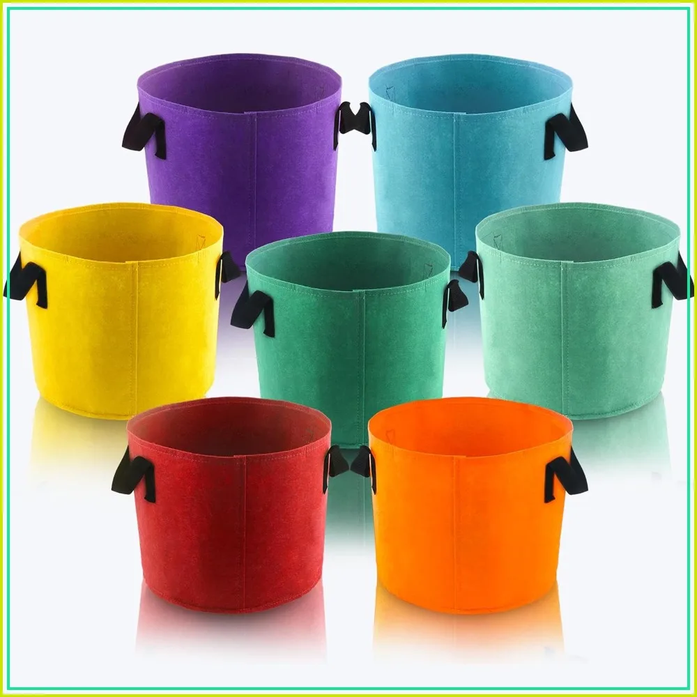 Colorful 5 Gallon Fabric Plant Grow Bags Set