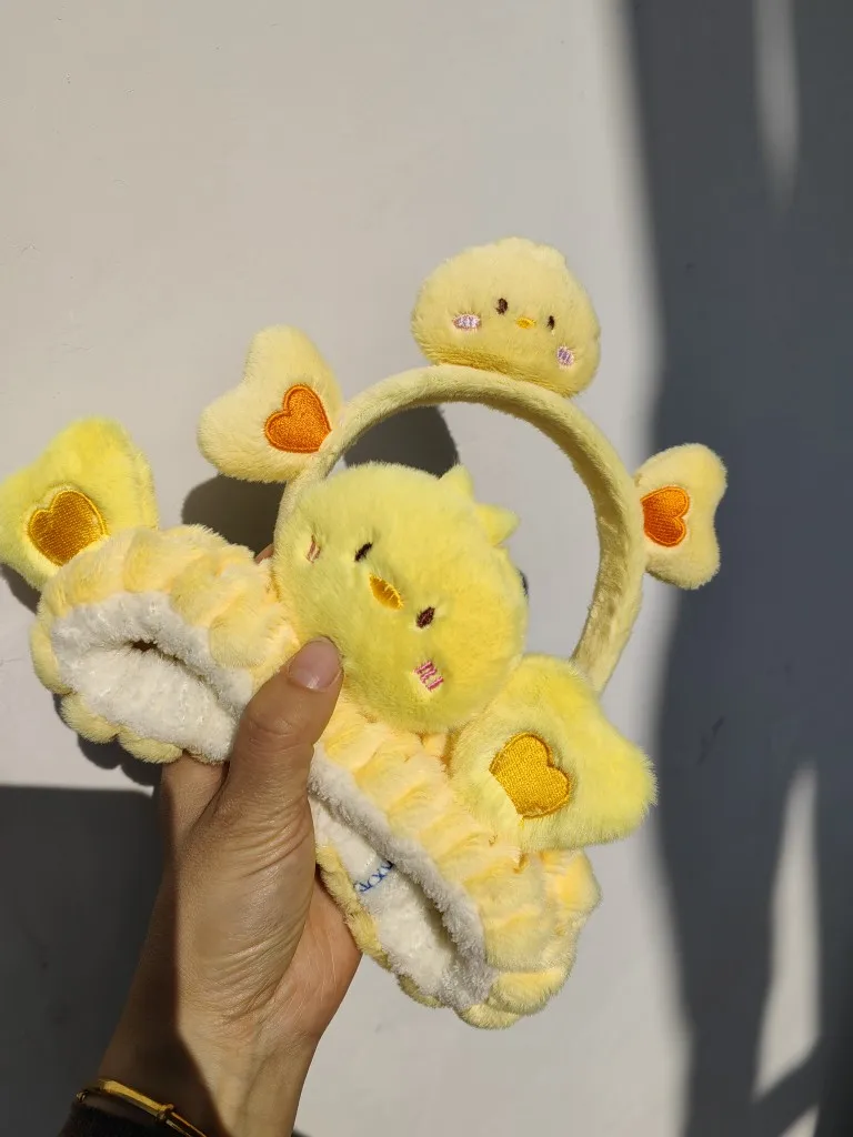 Bonito pequeno animal dos desenhos animados bandana pequeno frango amarelo bandana rosto lavagem maquiagem bandana