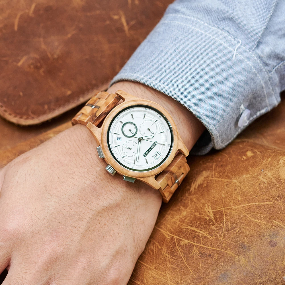 BOBOBIRD Orologio da uomo in legno Orologio da polso di lusso al quarzo Orologio Orologio in legno naturale ecologico Regalo per lui Supporto Dropshipping