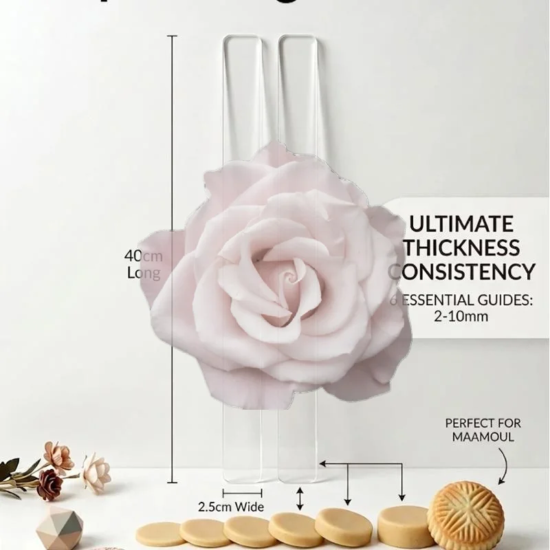 Popular 2Pcs Acrylic Dough Thickness Gauge 2-5mm Portable Rolling Pin Guide for Cookie Fondant Maamoul Making