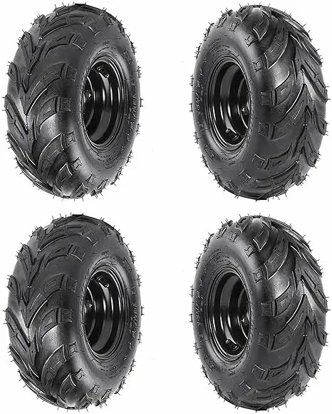 4PC145/70-6 Tubeless Wheel Tire with 6'' Rim 3 Bolt Pattern for 50cc 70cc 90cc 110cc 125cc ATV Go Kart UTV Quad Bike 4 Wheelers