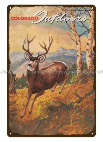 interiors by design 1959 Colorado Outdoors Mule Deer metal tin sign