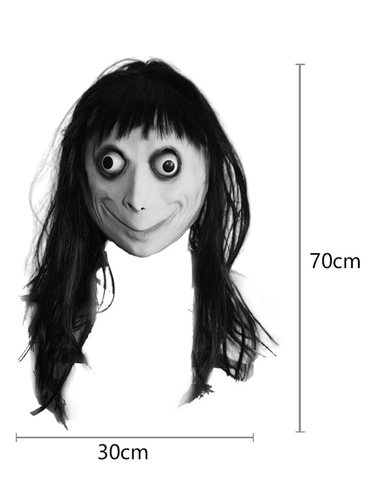 Halloween Cosplay Ghost Horror Mask Headgear Wig Spooky Momo Scary Mask Creativity Scary Halloween Mask Party Creepy Role Play