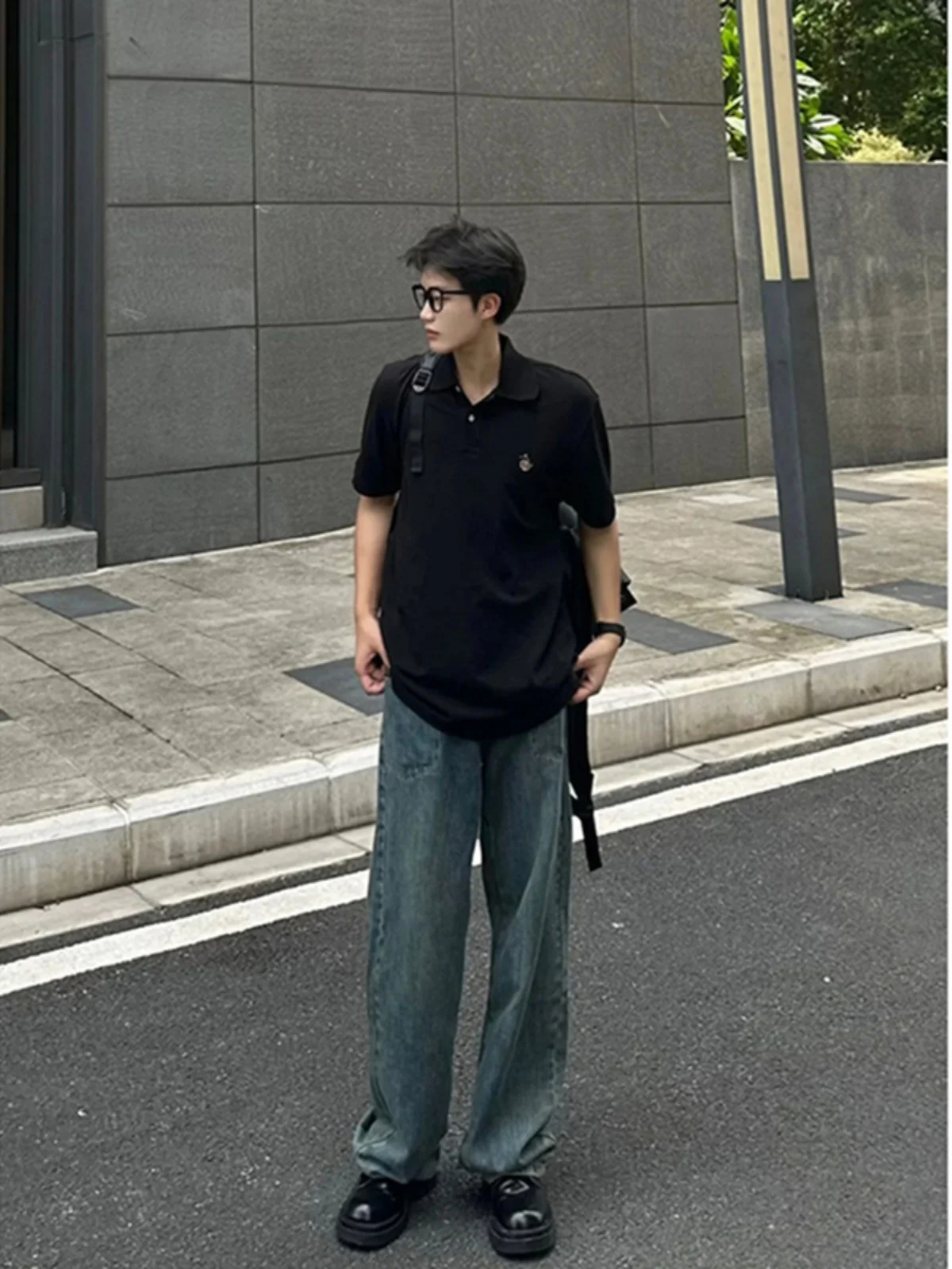 

Blue Straight Leg Jeans Men's Thin Summer American Retro Vibe High Street Workwear Leg Lengthening Flared Pants